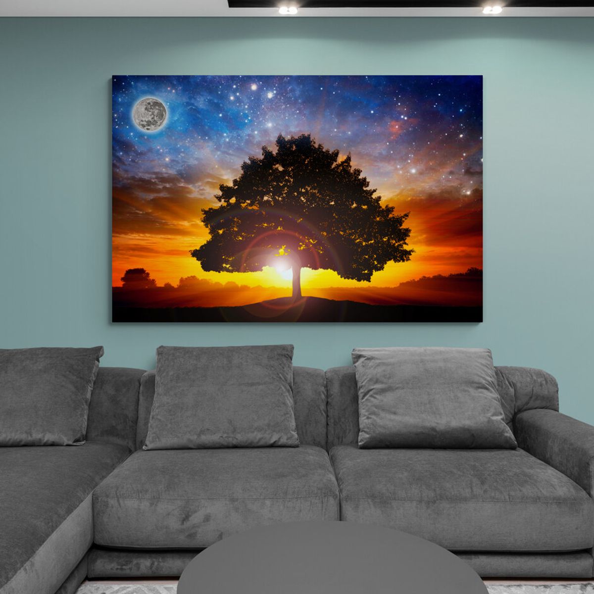 TAYRONA STORE - Cuadro En Lienzo Para La Sala Arbol Colores 09 100x70cm