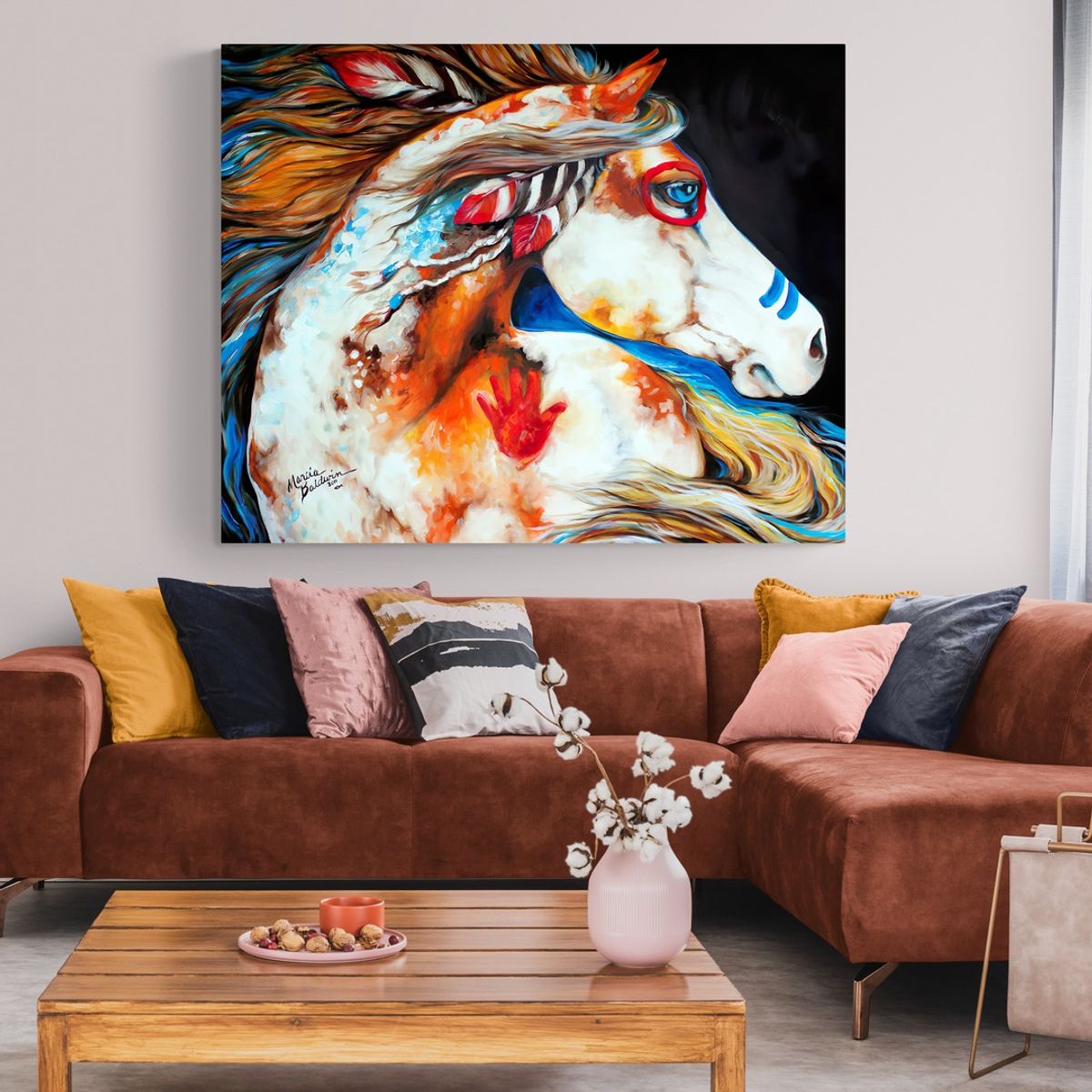 TAYRONA STORE - Cuadro En Lienzo Para La Sala Caballos 098 125x100cm