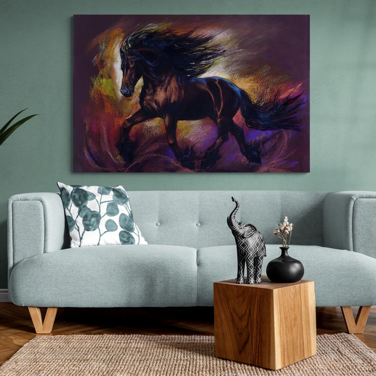 TAYRONA STORE - Cuadro En Lienzo Para La Sala Caballos 109 50x35cm