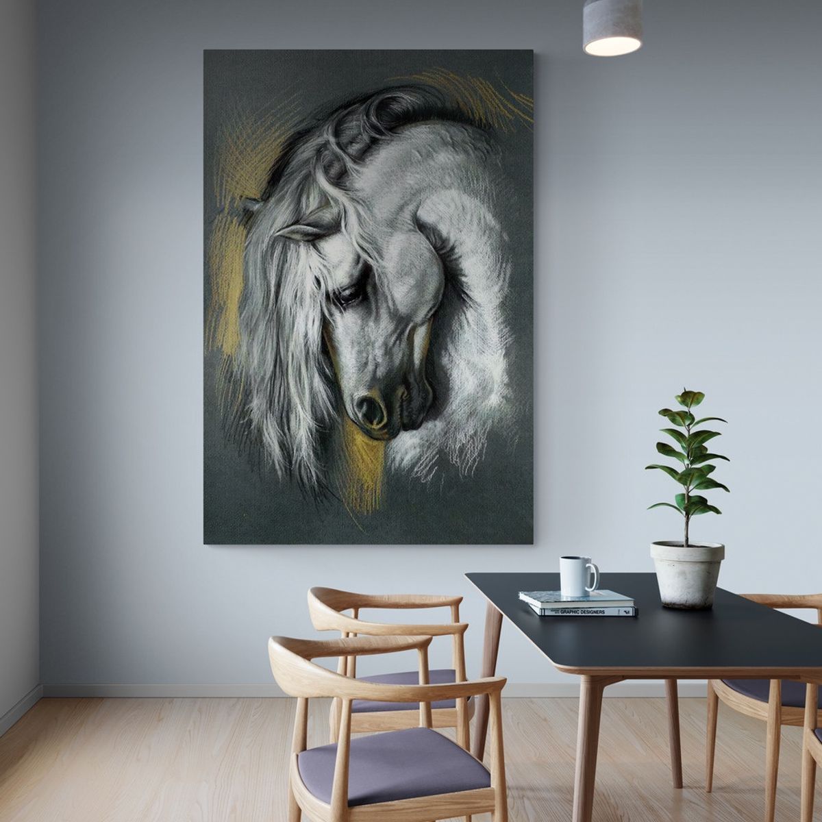 TAYRONA STORE - Cuadro En Lienzo Para La Sala Caballos 115 80x100cm