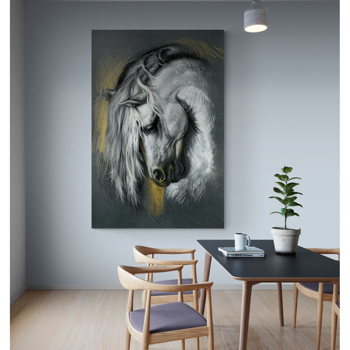 TAYRONA STORE - Cuadro En Lienzo Para La Sala Caballos 115 80x100cm