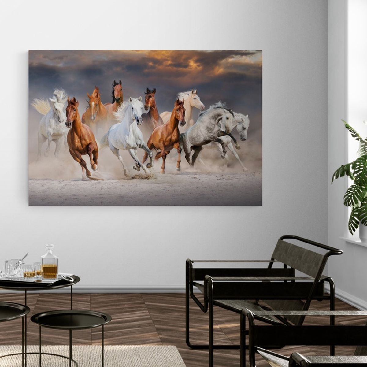 TAYRONA STORE - Cuadro En Lienzo Para La Sala Caballos 121 100x70cm