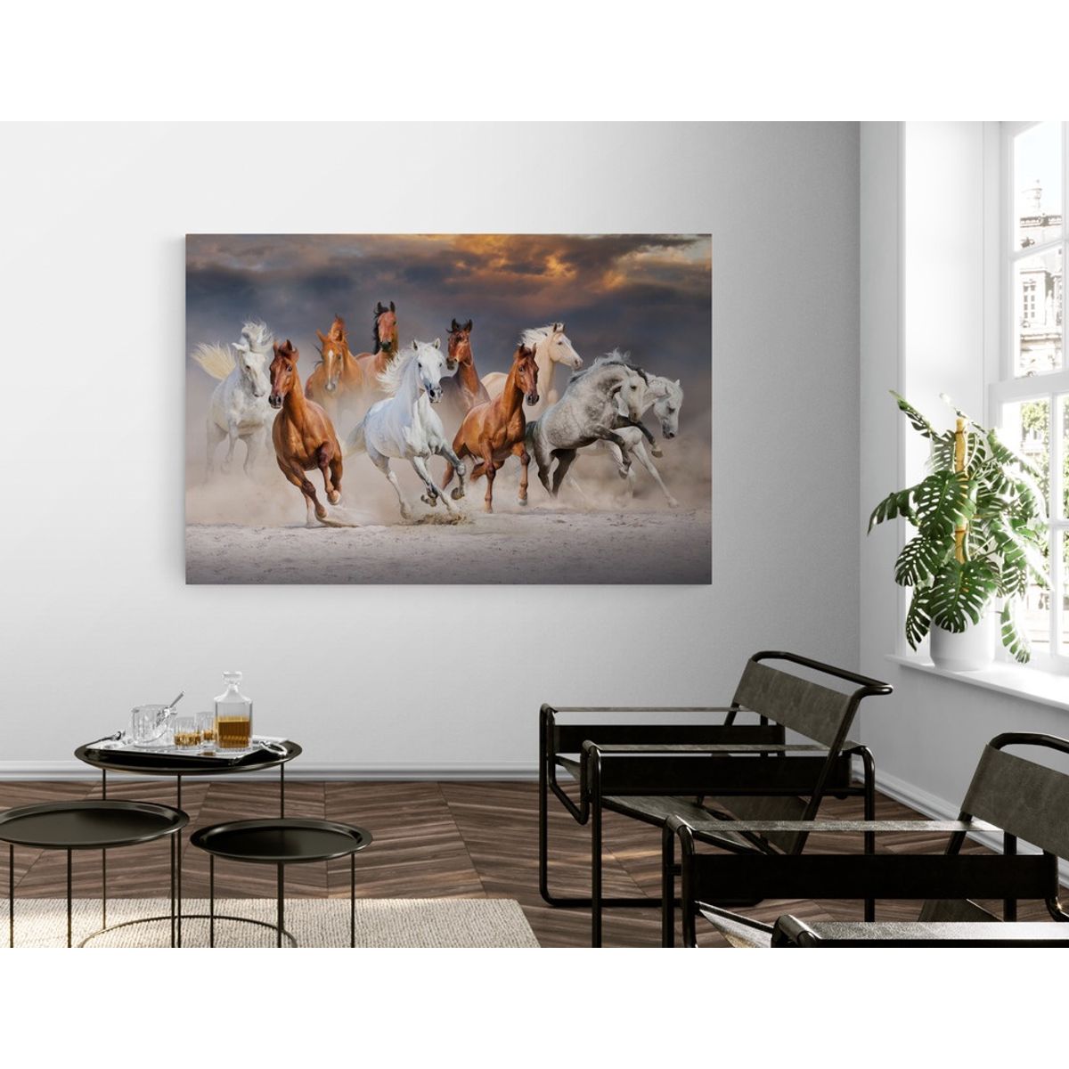 TAYRONA STORE - Cuadro En Lienzo Para La Sala Caballos 121 100x70cm