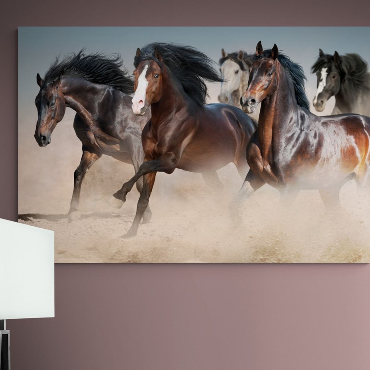 TAYRONA STORE - Cuadro En Lienzo Para La Sala Caballos 124 150x100cm