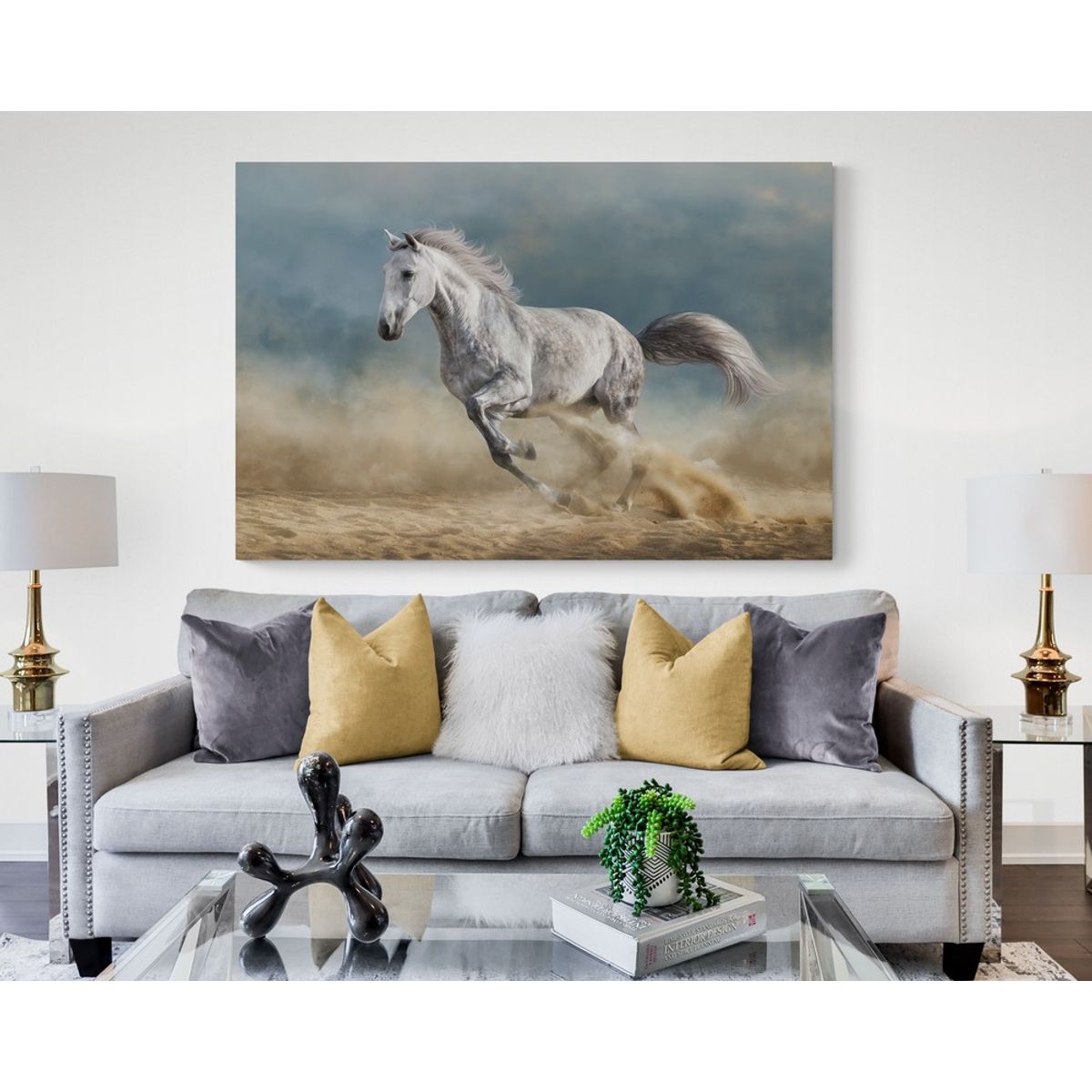 TAYRONA STORE - Cuadro En Lienzo Para La Sala Caballos 133 120x80cm