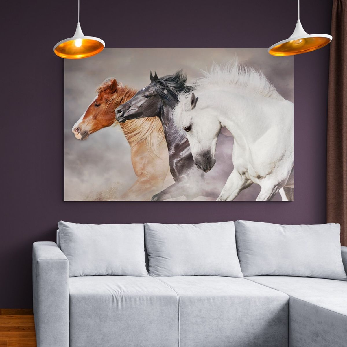 TAYRONA STORE - Cuadro En Lienzo Para La Sala Caballos 139 70x50cm