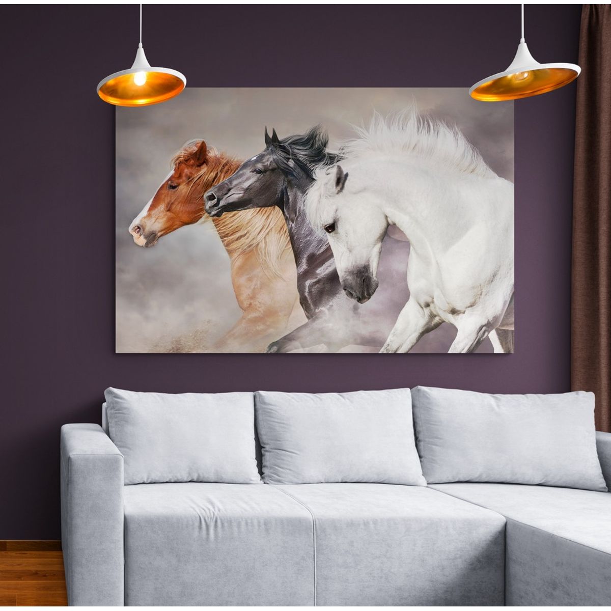 TAYRONA STORE - Cuadro En Lienzo Para La Sala Caballos 139 70x50cm