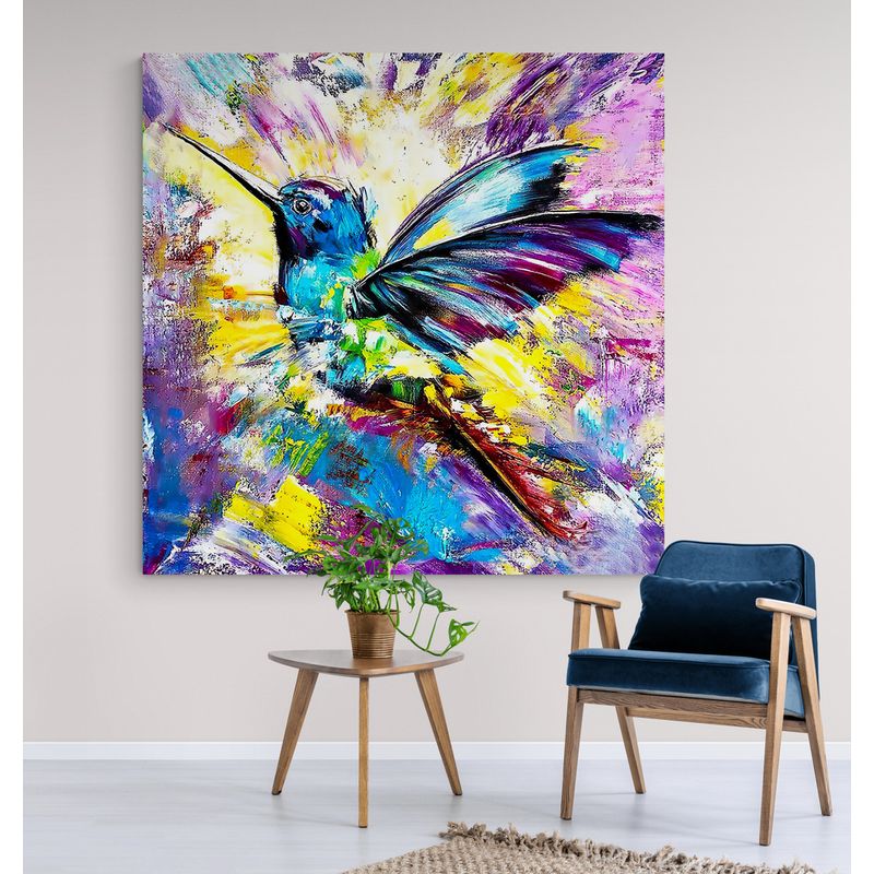TAYRONA STORE - Cuadro En Lienzo Para La Sala Colibri 067 100x100cm