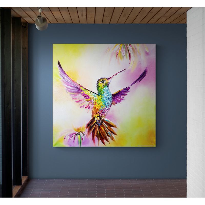 TAYRONA STORE - Cuadro En Lienzo Para La Sala Colibri 073 90x90cm