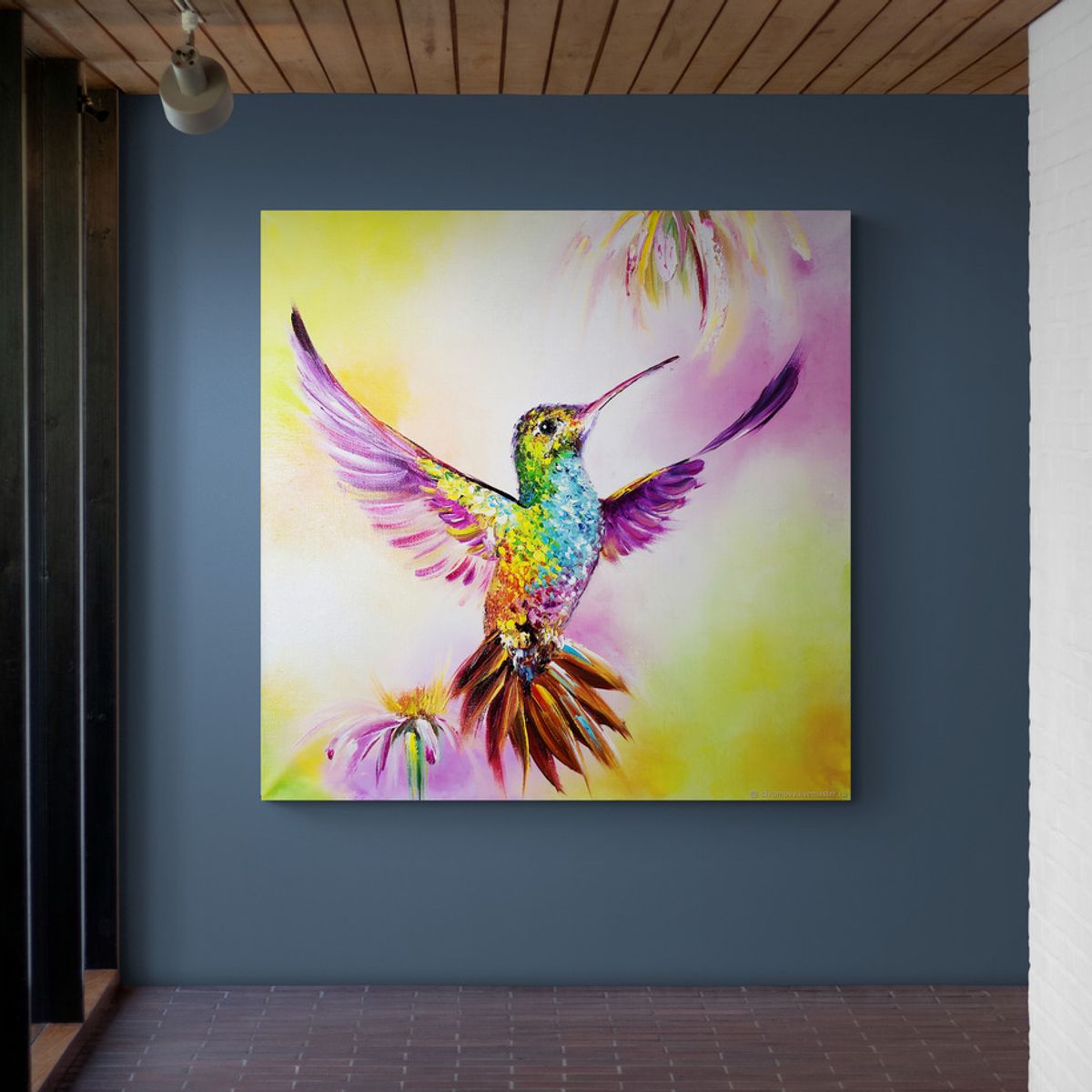 TAYRONA STORE - Cuadro En Lienzo Para La Sala Colibri 073 100x100cm