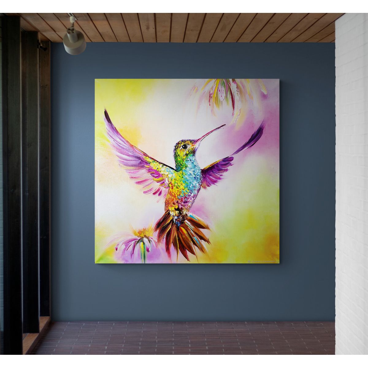 TAYRONA STORE - Cuadro En Lienzo Para La Sala Colibri 073 100x100cm