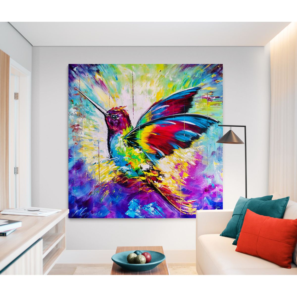 TAYRONA STORE - Cuadro En Lienzo Para La Sala Colibri 078 120x120cm