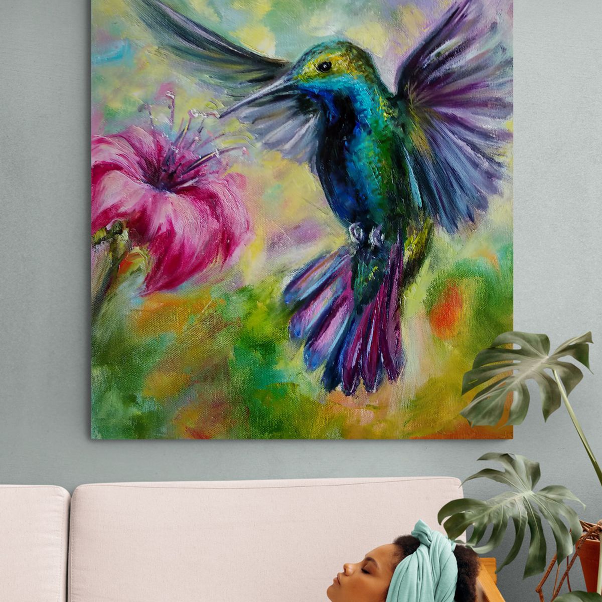 TAYRONA STORE - Cuadro En Lienzo Para La Sala Colibri 093 60x75cm.