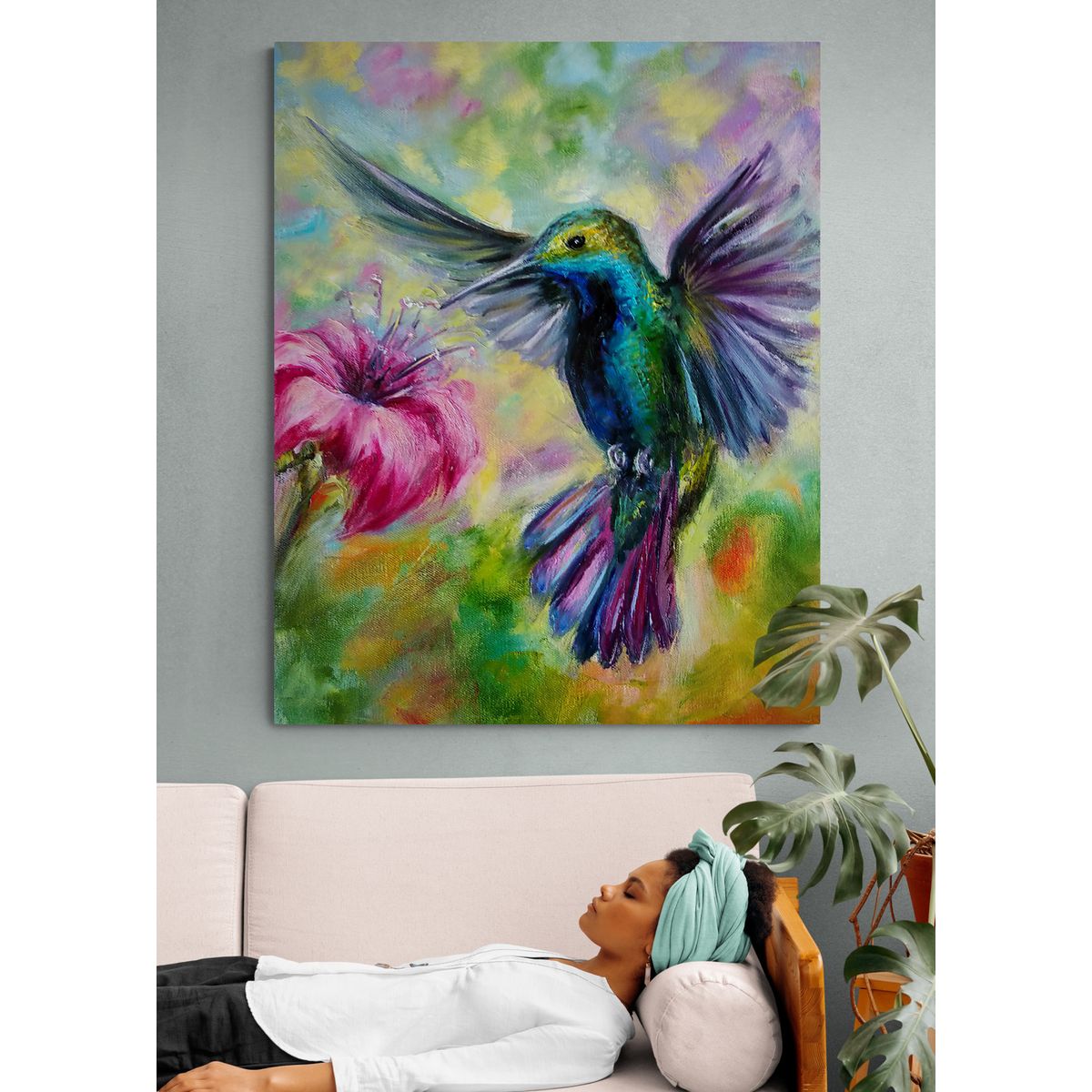 TAYRONA STORE - Cuadro En Lienzo Para La Sala Colibri 093 60x75cm.