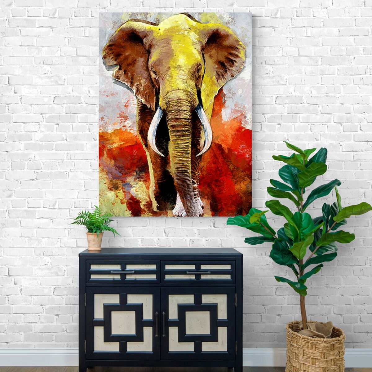 TAYRONA STORE - Cuadro En Lienzo Para La Sala Elefante 036 100x135cm