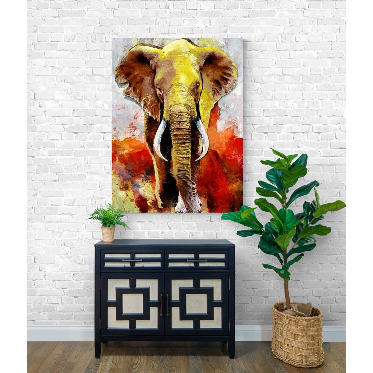 TAYRONA STORE - Cuadro En Lienzo Para La Sala Elefante 036 100x135cm