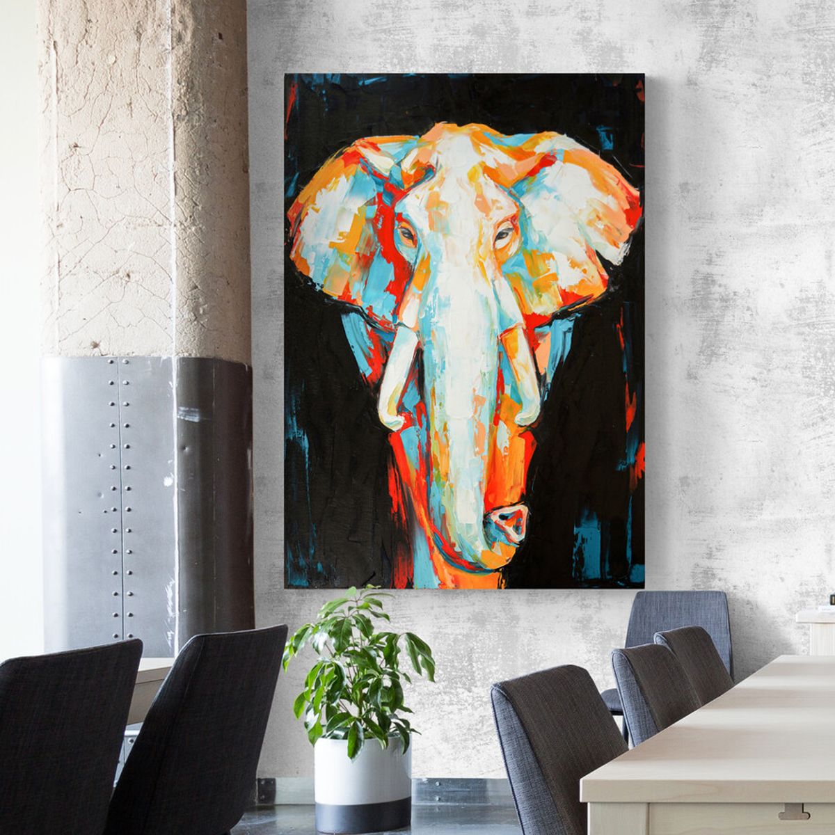 TAYRONA STORE - Cuadro En Lienzo Para La Sala Elefante 039 35x50cm