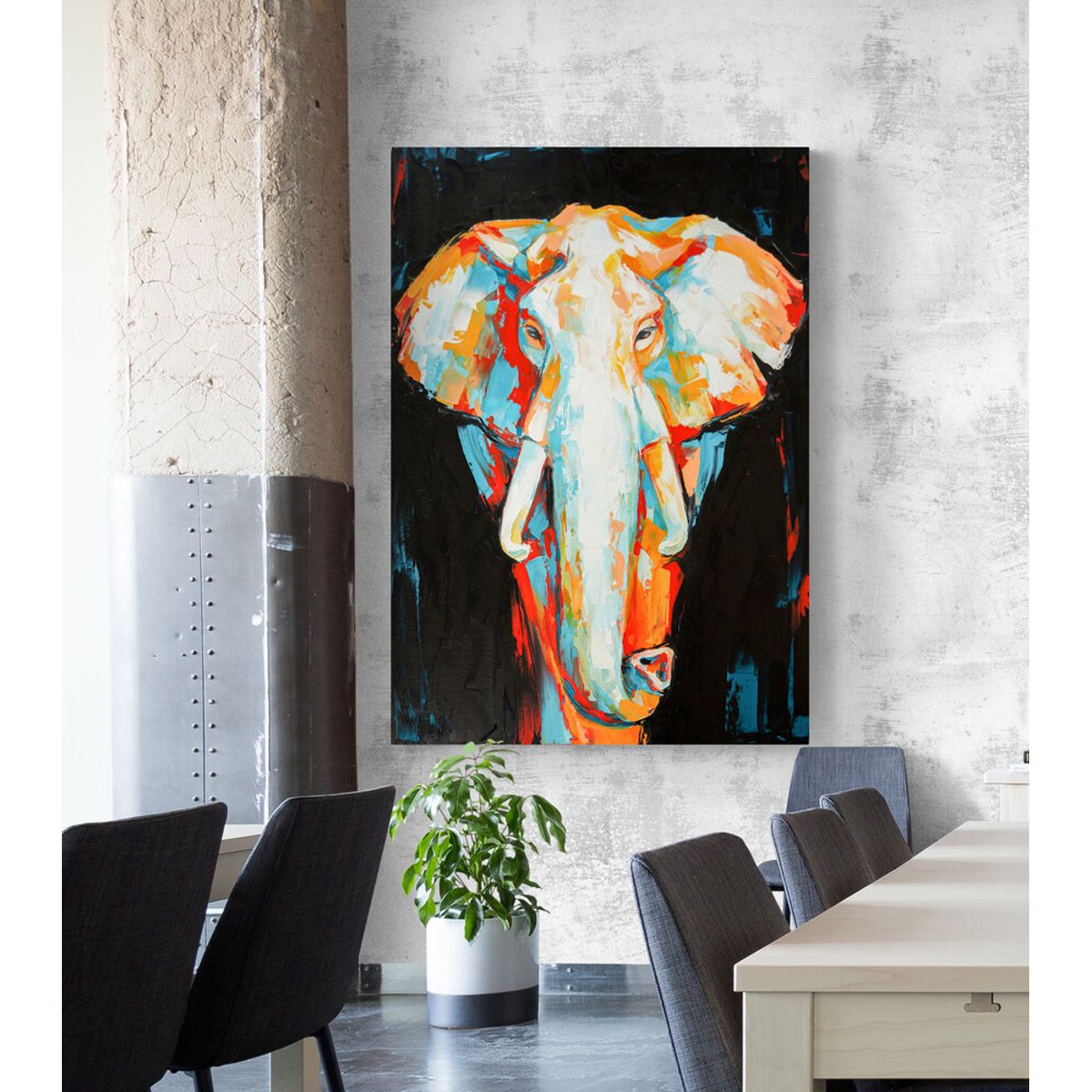 TAYRONA STORE - Cuadro En Lienzo Para La Sala Elefante 039 35x50cm