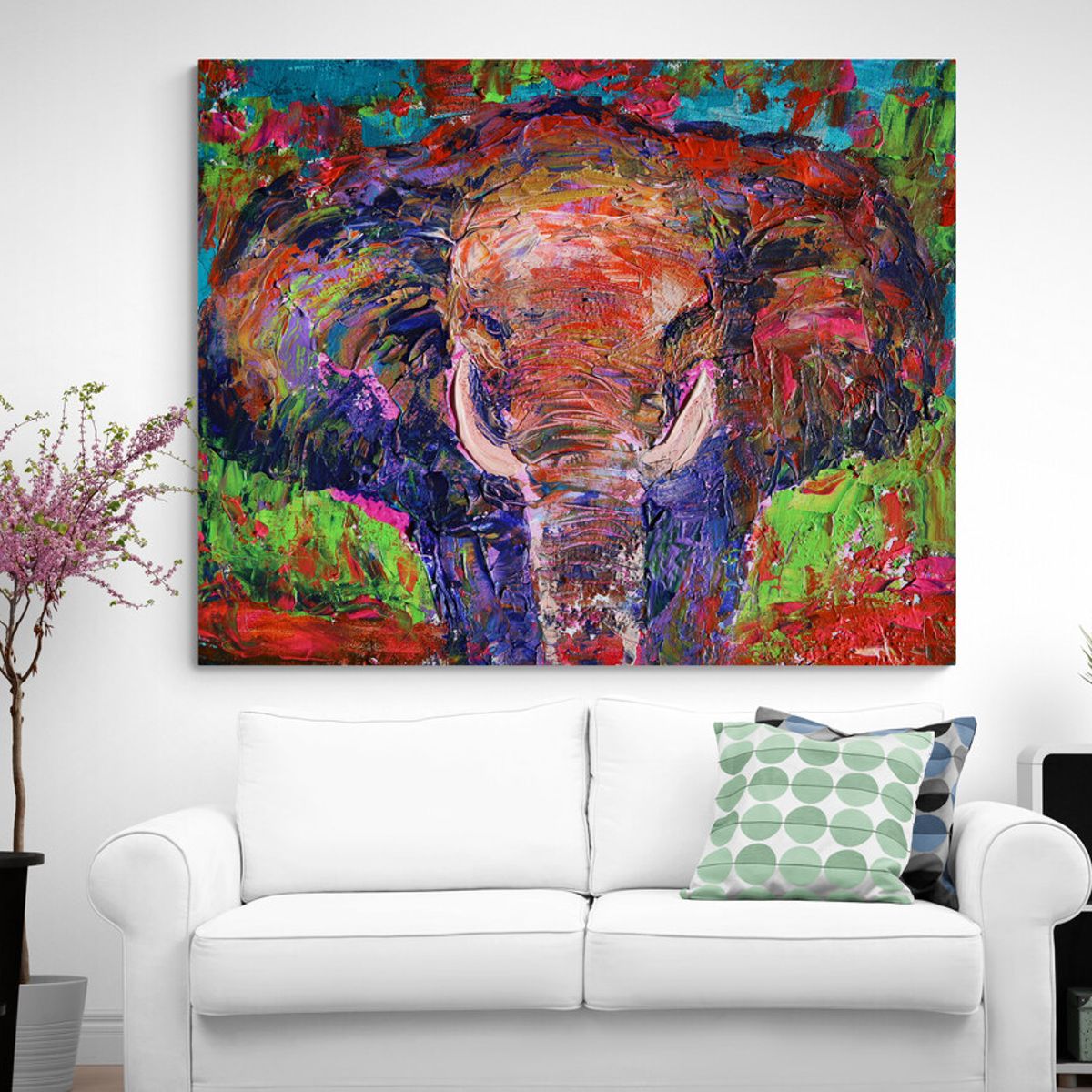 TAYRONA STORE - Cuadro En Lienzo Para La Sala Elefante 084 75x60cm