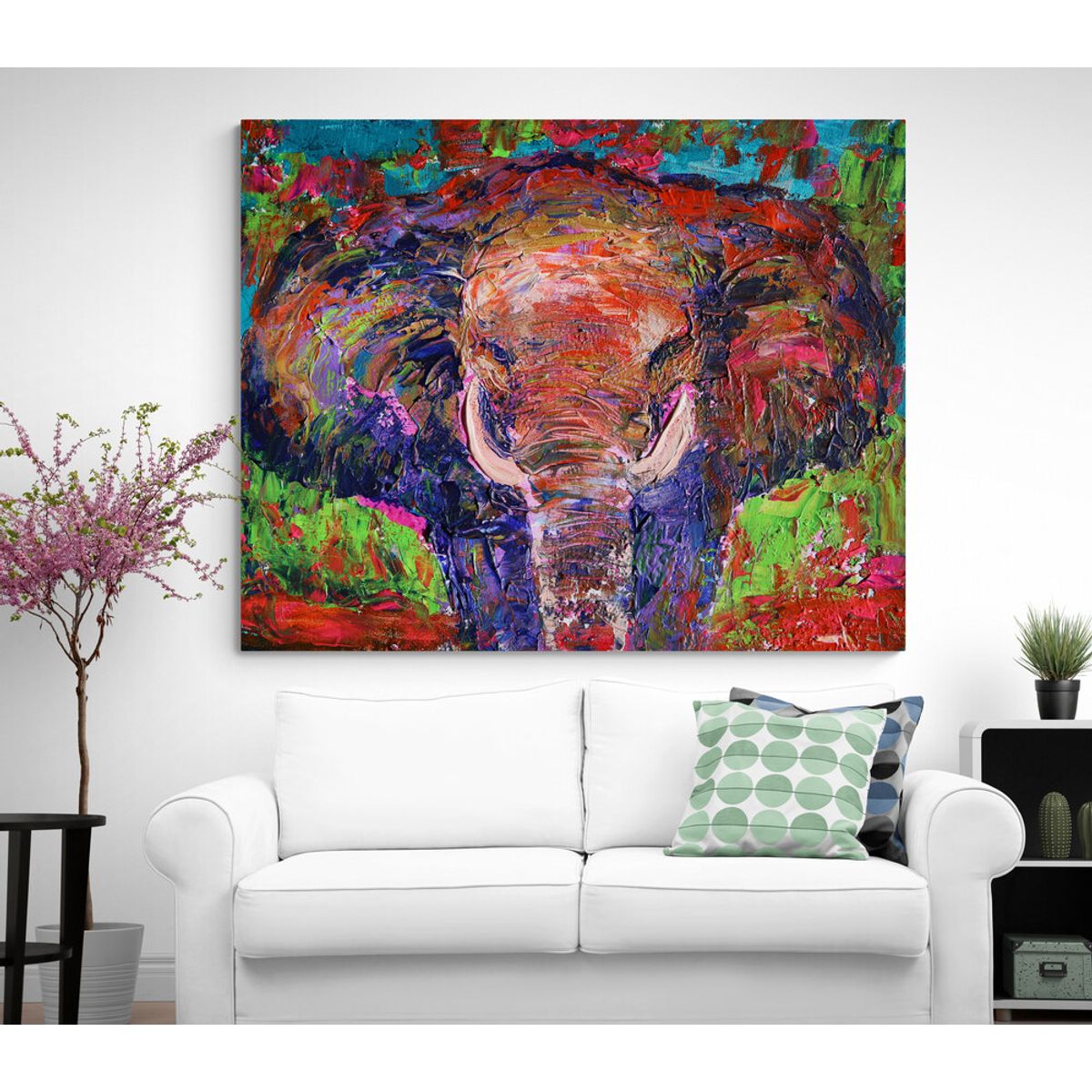TAYRONA STORE - Cuadro En Lienzo Para La Sala Elefante 084 75x60cm