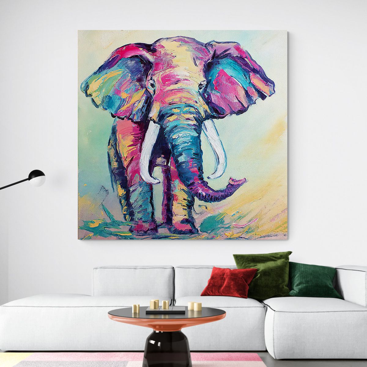 TAYRONA STORE - Cuadro En Lienzo Para La Sala Elefante 095 50x50cm