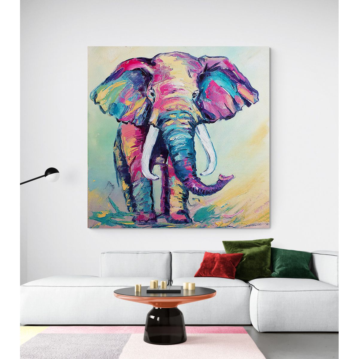TAYRONA STORE - Cuadro En Lienzo Para La Sala Elefante 095 50x50cm