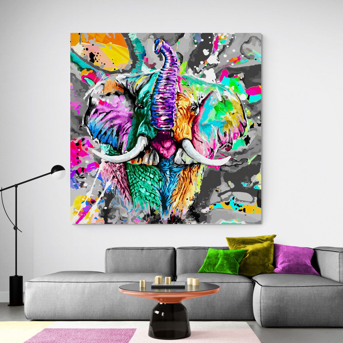 TAYRONA STORE - Cuadro En Lienzo Para La Sala Elefante 099 120x120cm