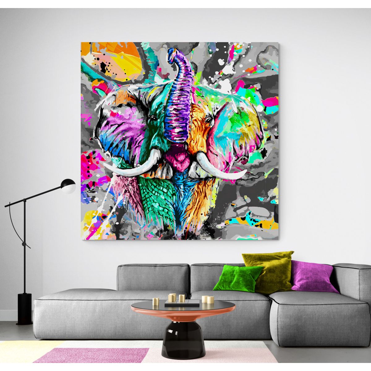 TAYRONA STORE - Cuadro En Lienzo Para La Sala Elefante 099 120x120cm