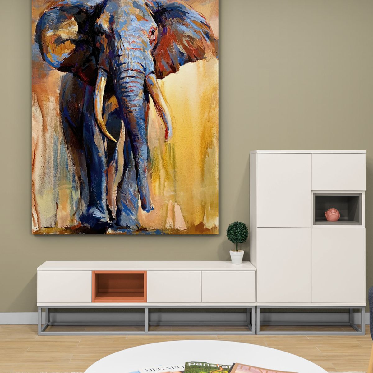 TAYRONA STORE - Cuadro En Lienzo Para La Sala Elefante 103 120x160cm