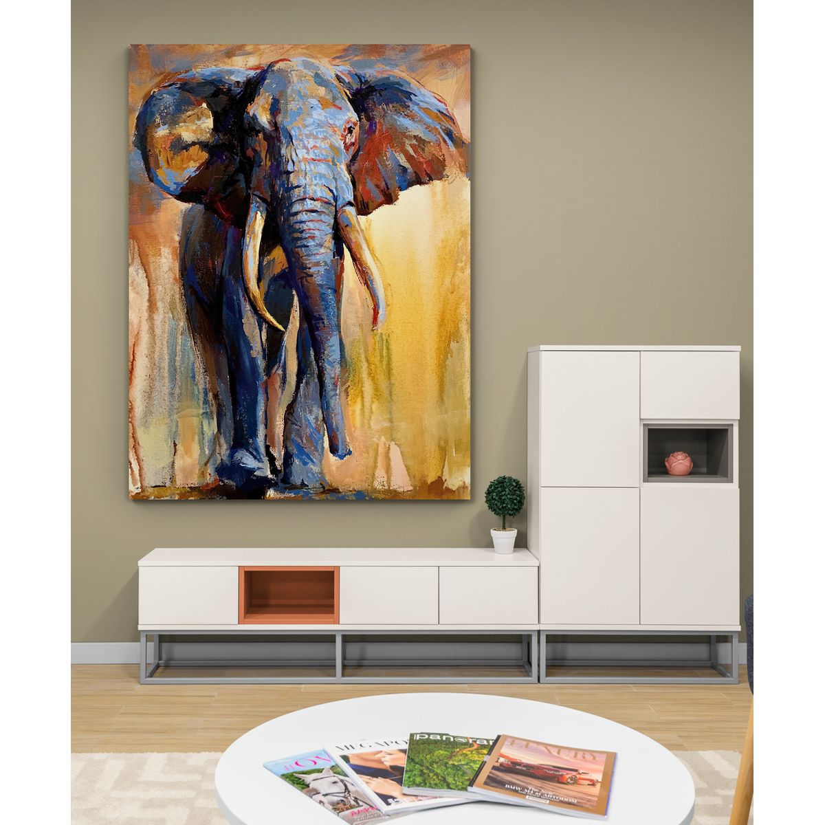 TAYRONA STORE - Cuadro En Lienzo Para La Sala Elefante 103 120x160cm