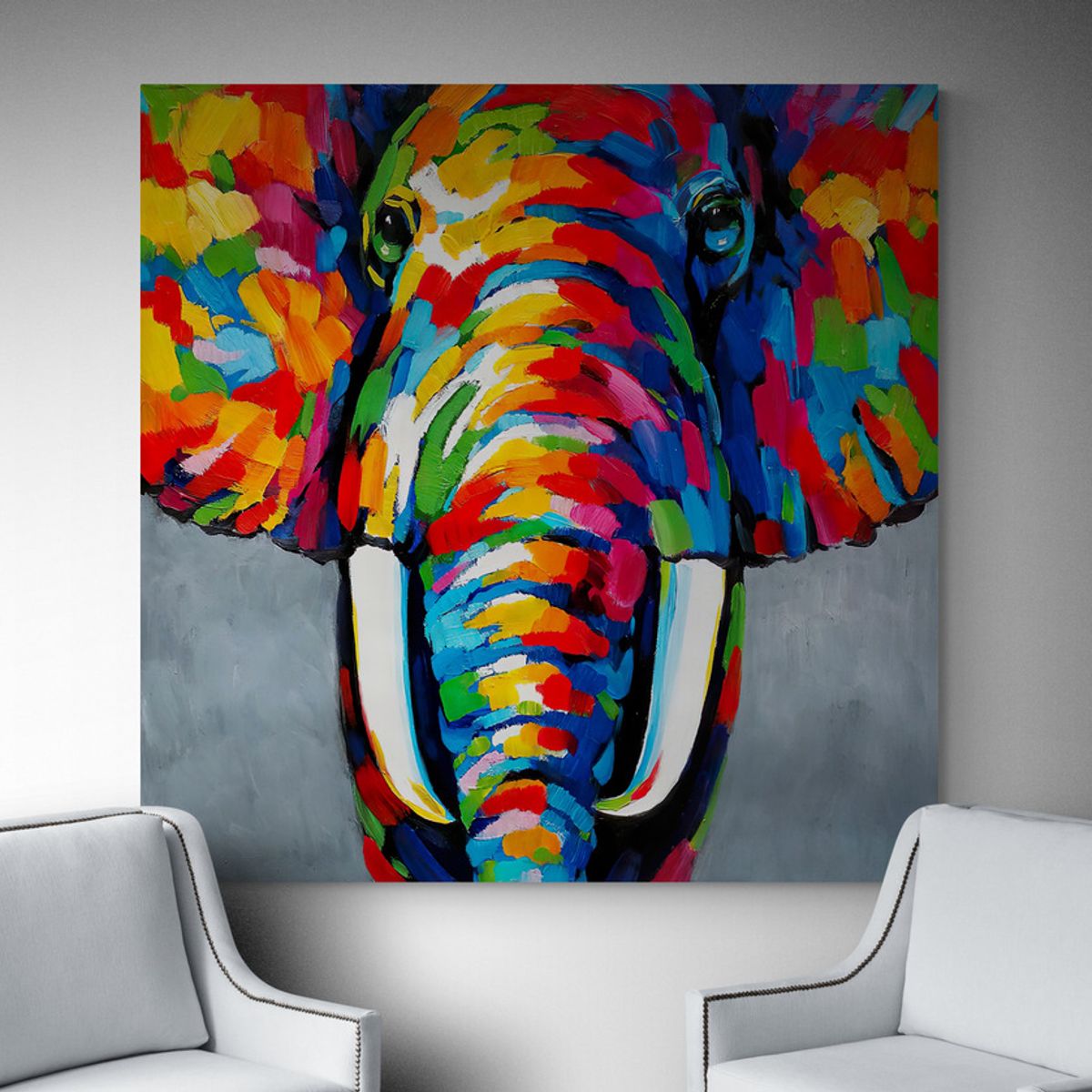 TAYRONA STORE - Cuadro En Lienzo Para La Sala Elefante 116 100x100cm