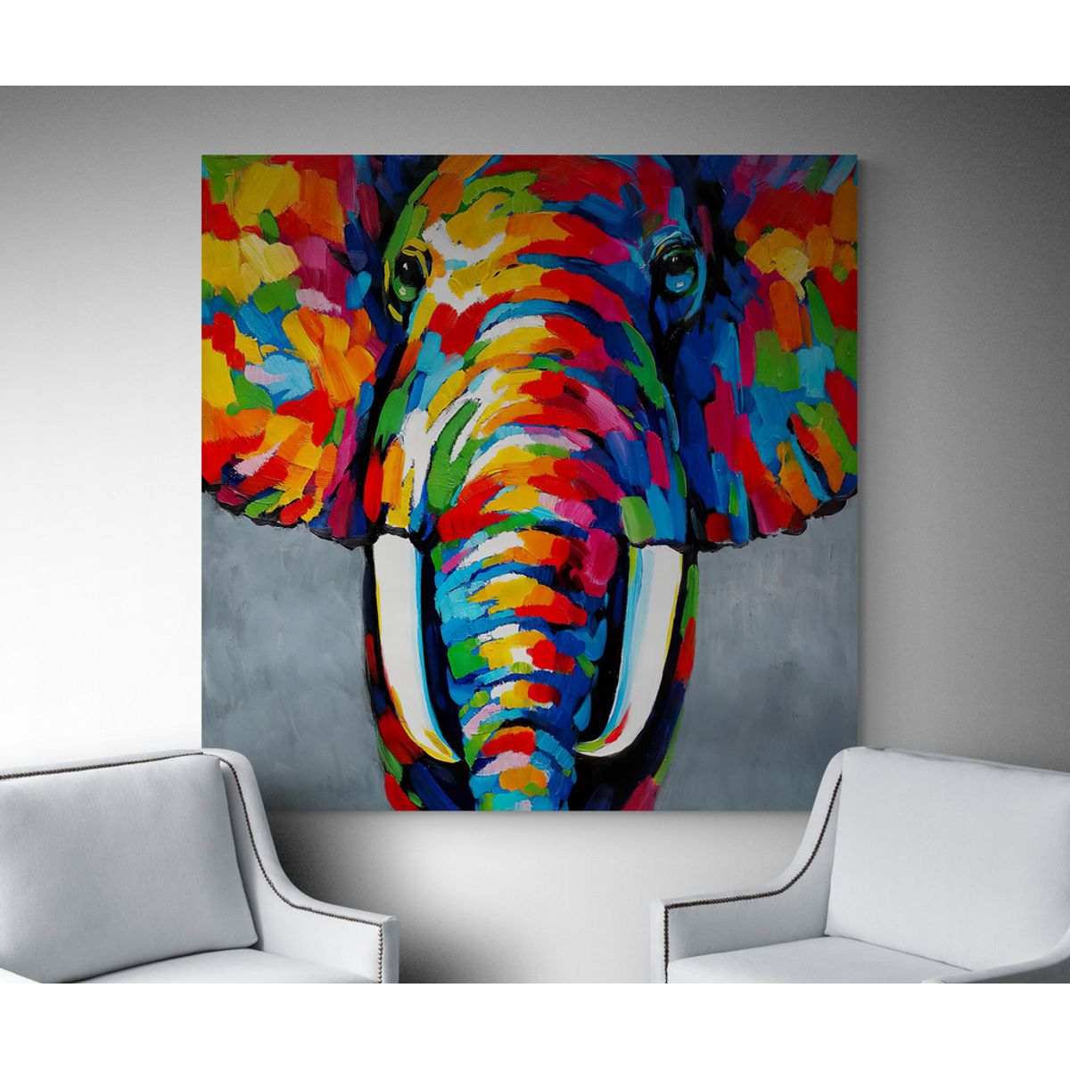 TAYRONA STORE - Cuadro En Lienzo Para La Sala Elefante 116 100x100cm