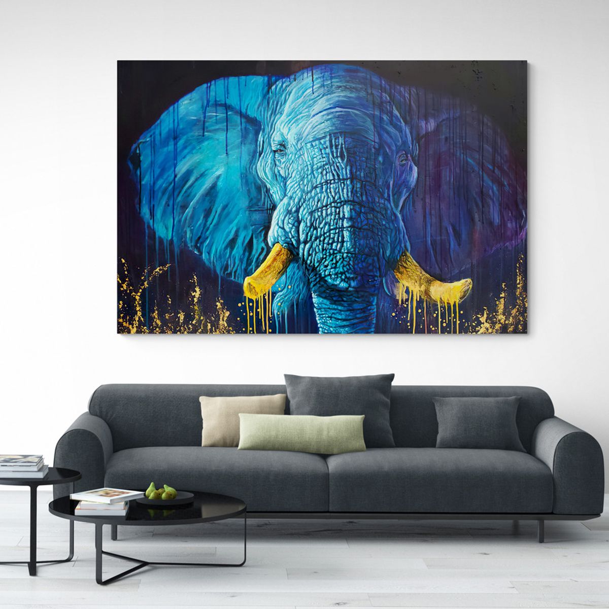 TAYRONA STORE - Cuadro En Lienzo Para La Sala Elefante 132 150x100cm