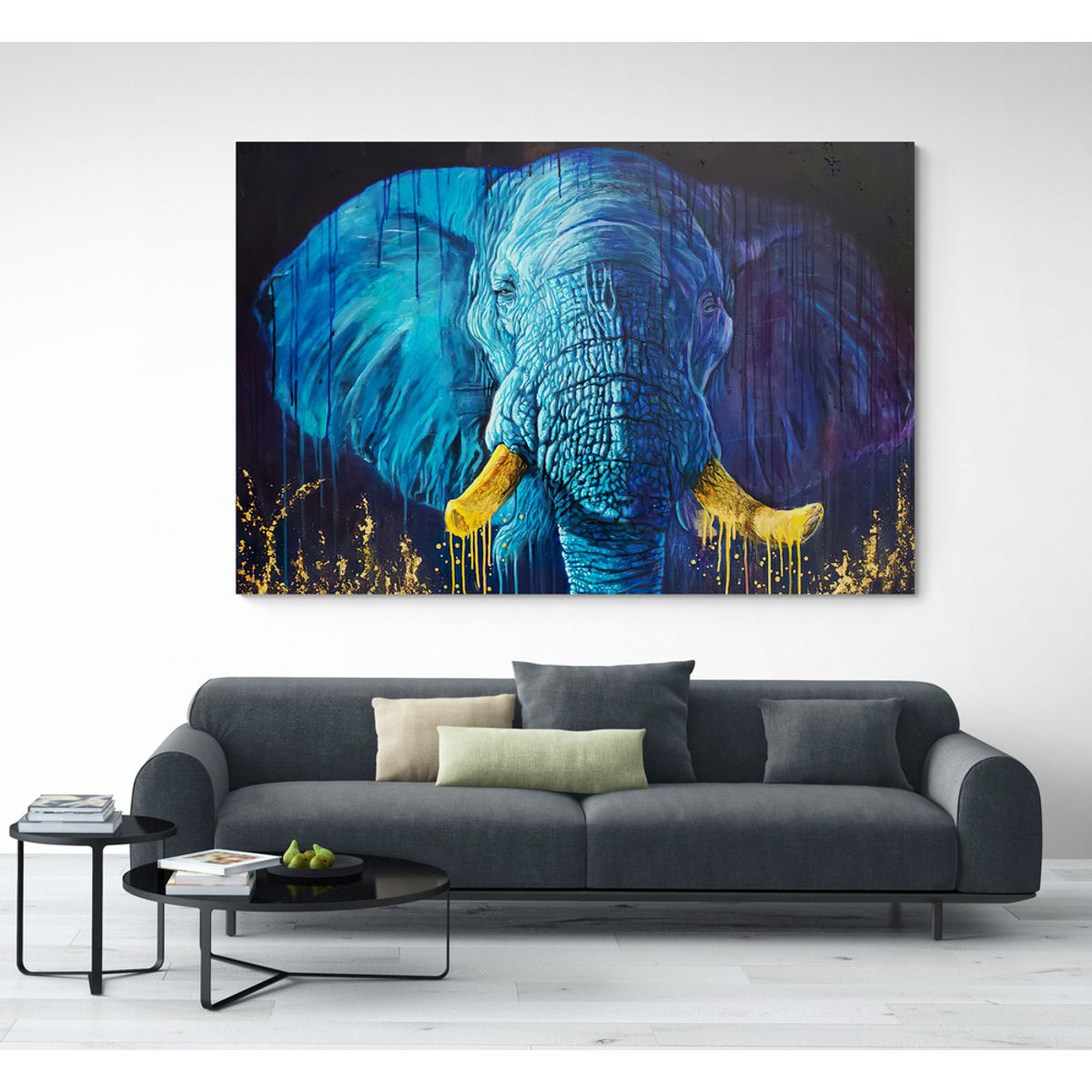 TAYRONA STORE - Cuadro En Lienzo Para La Sala Elefante 132 150x100cm