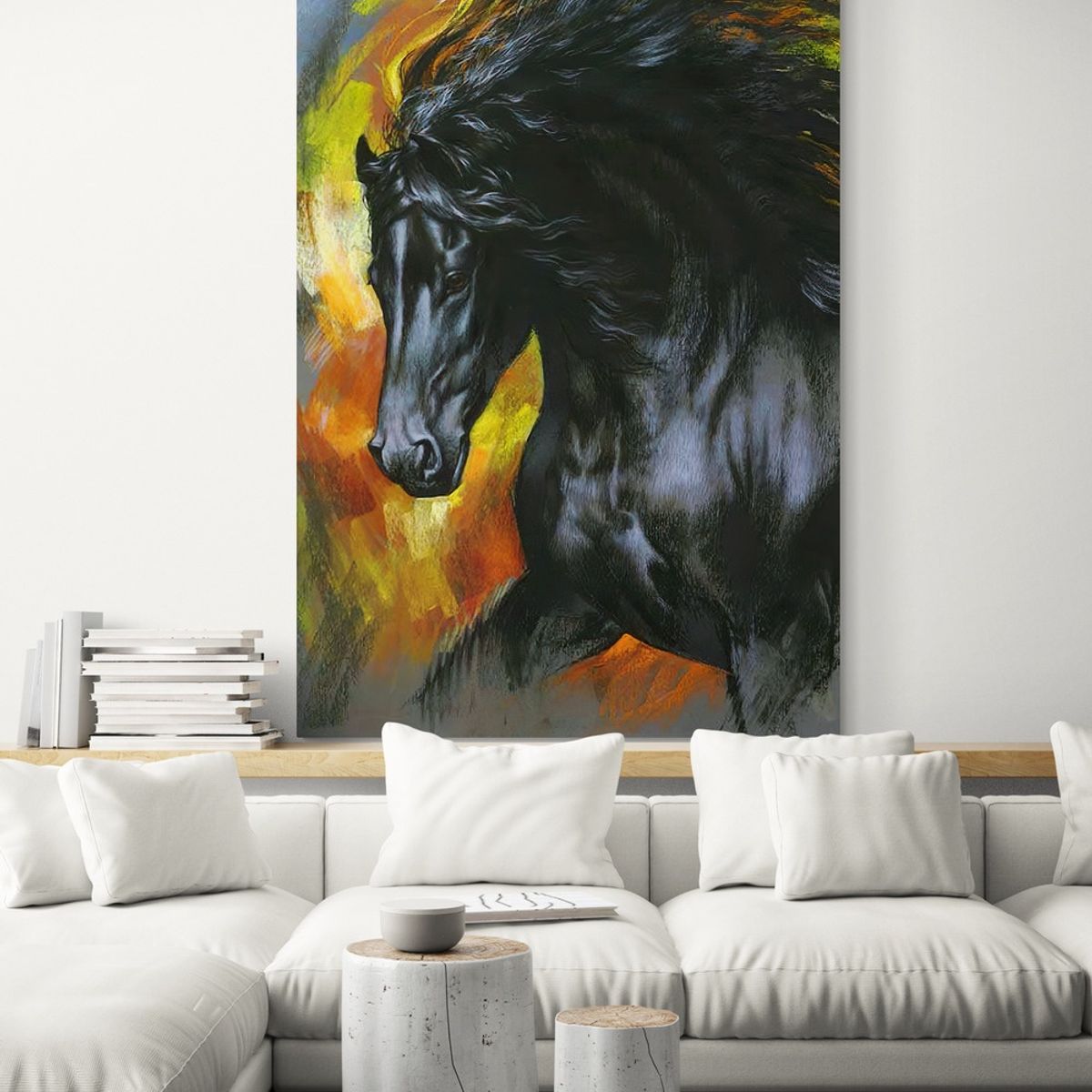 TAYRONA STORE - Cuadro En Lienzo Para La Sala Caballos 105 80x120cm