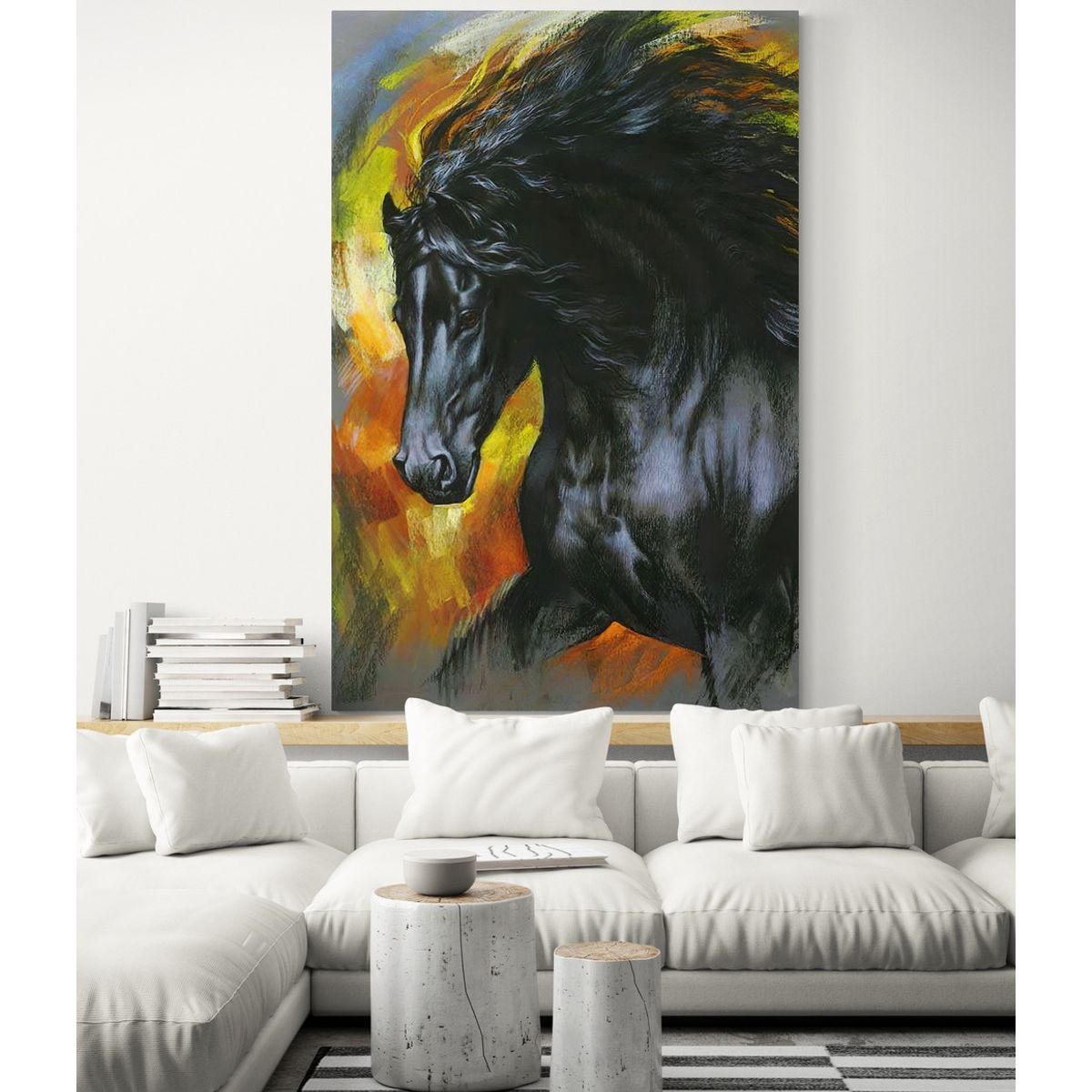 TAYRONA STORE - Cuadro En Lienzo Para La Sala Caballos 105 80x120cm