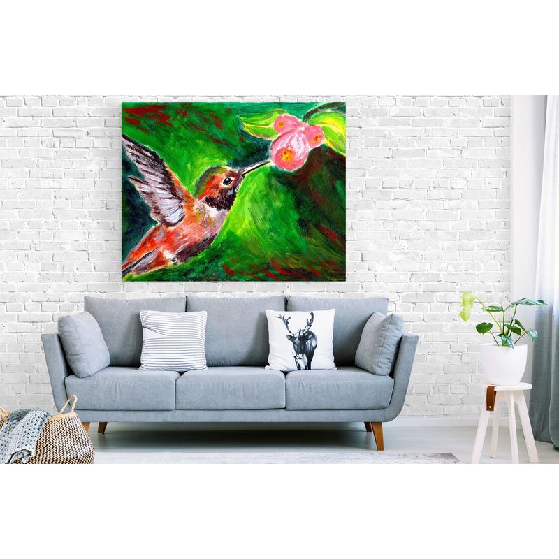 TAYRONA STORE - Cuadro En Lienzo Para La Sala Colibri 008 75x60cm