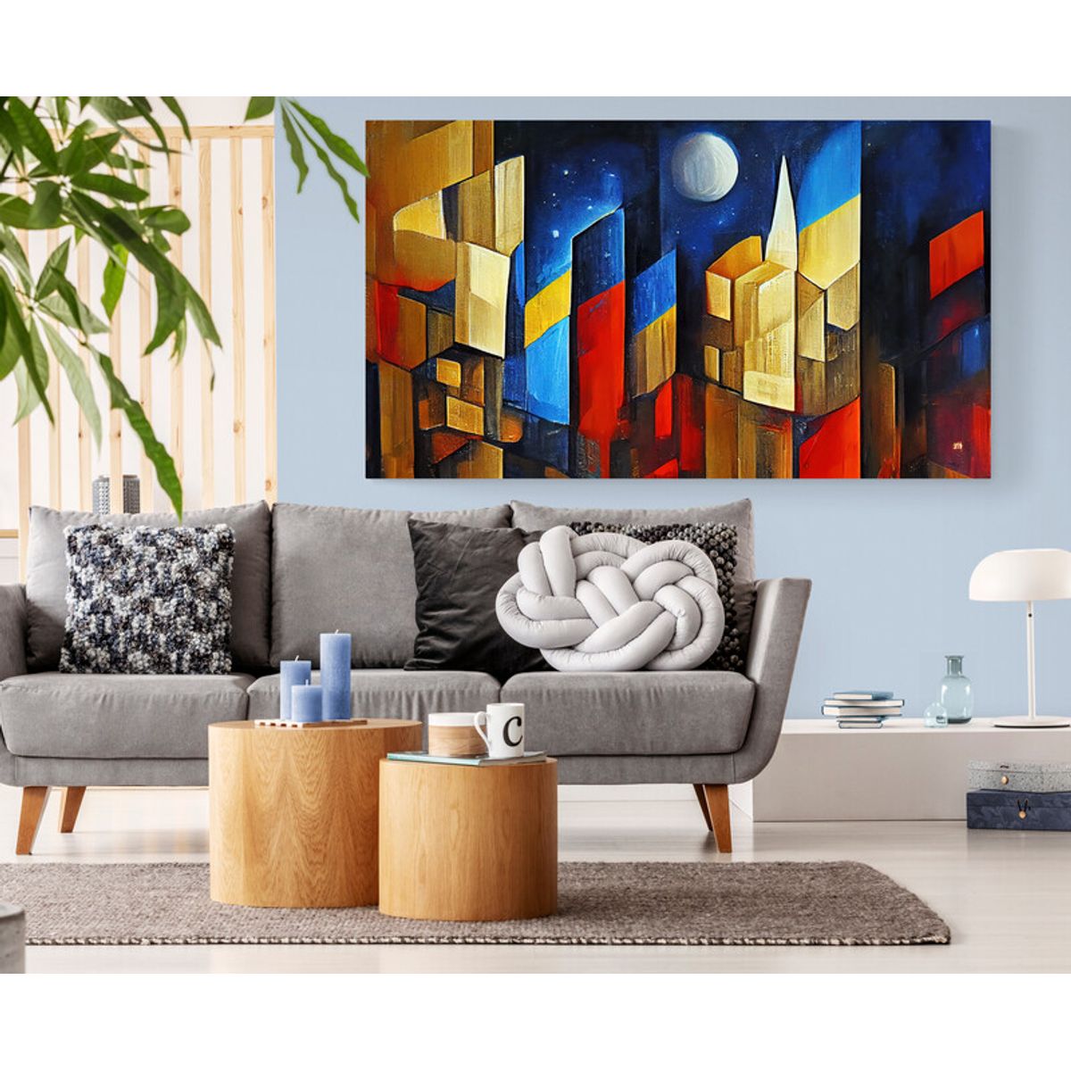 TAYRONA STORE - Cuadro En Lienzo Para La Sala Abstracto Colores 231 150x85cm