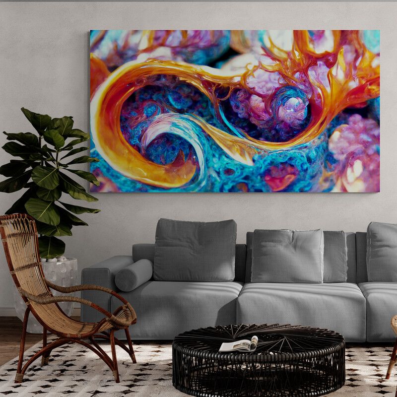 TAYRONA STORE - Cuadro En Lienzo Para La Sala Abstracto Colores 249 125x70cm