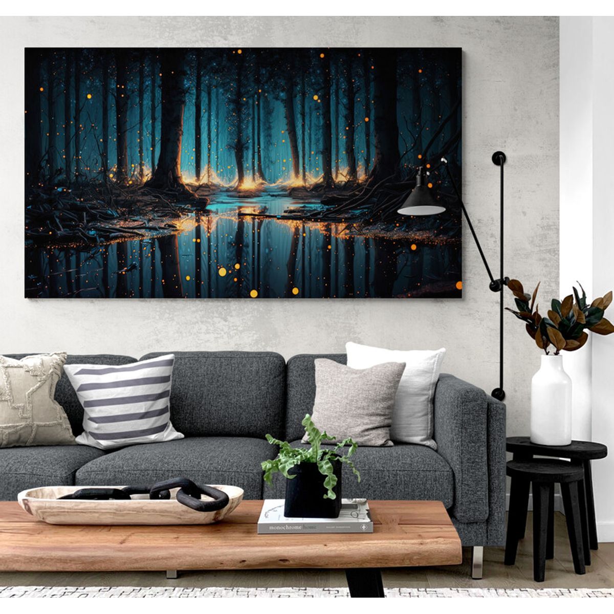 TAYRONA STORE - Cuadro Lienzo Para La Sala Arbol Noche Estrellada 051 80x45cm