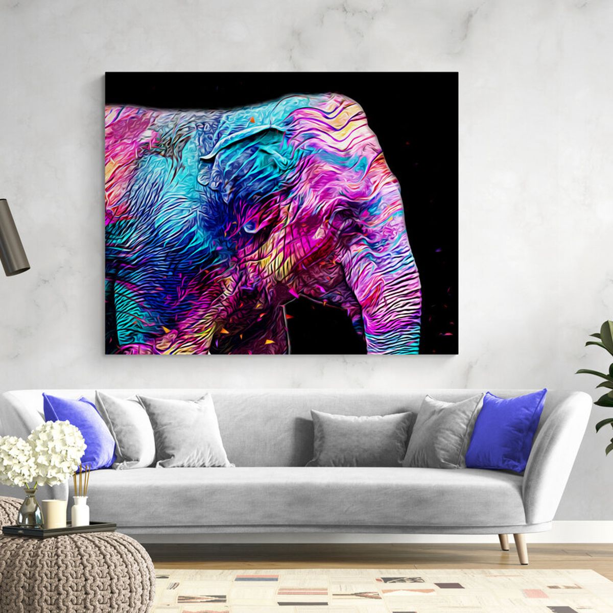 TAYRONA STORE - Cuadro En Lienzo Para La Sala Elefante 040 75x60cm