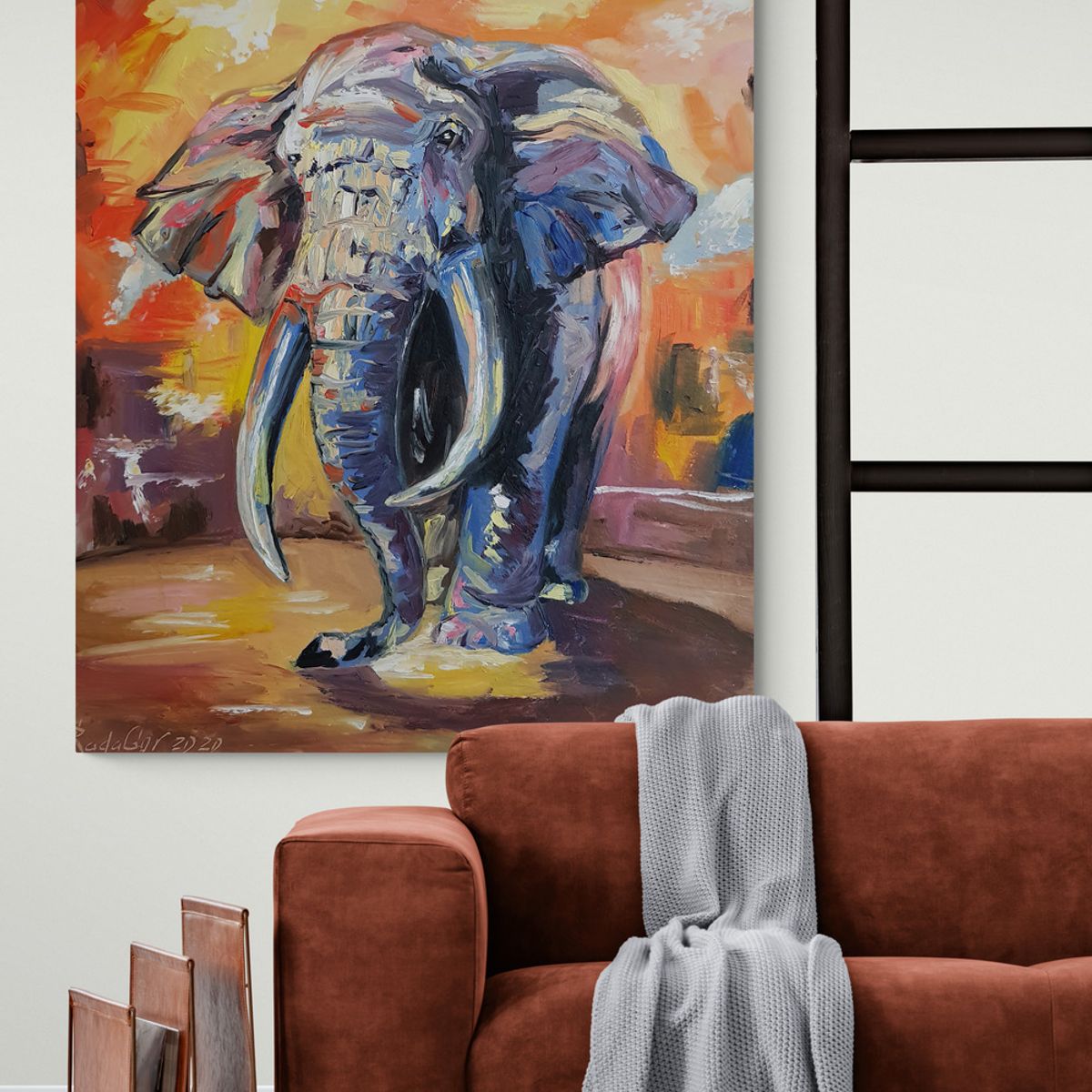 TAYRONA STORE - Cuadro En Lienzo Para La Sala Elefante 120 80x100cm