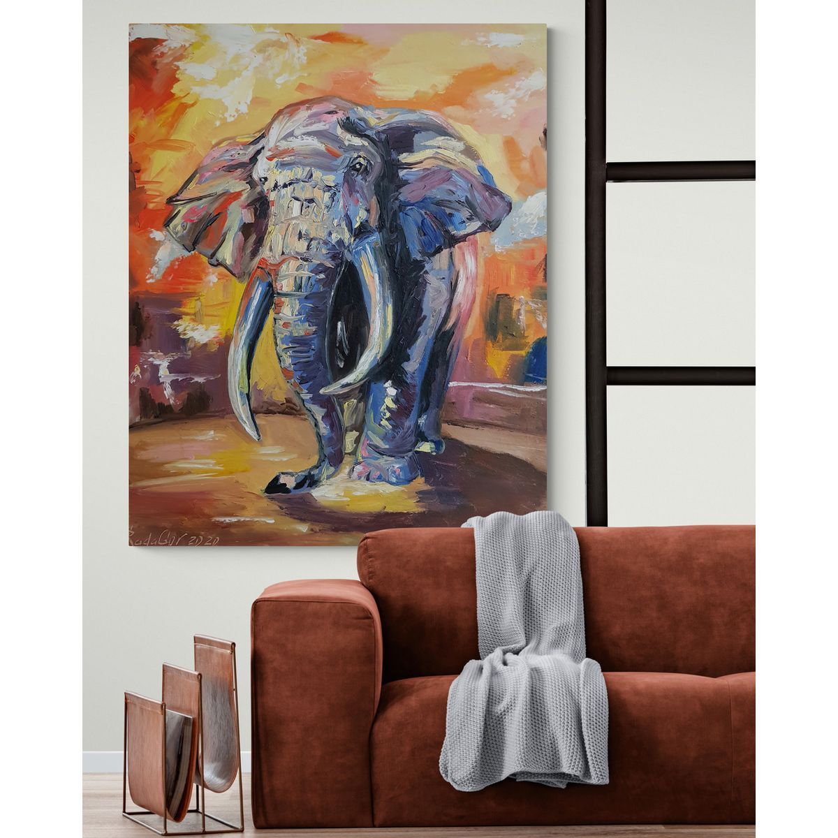 TAYRONA STORE - Cuadro En Lienzo Para La Sala Elefante 120 80x100cm