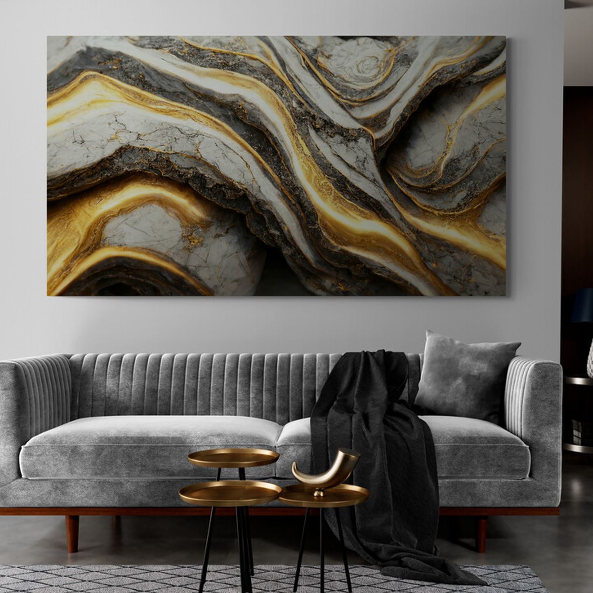 TAYRONA STORE - Cuadro Lienzo Para Sala Marmol Abstracto Colores 310 80x45cm