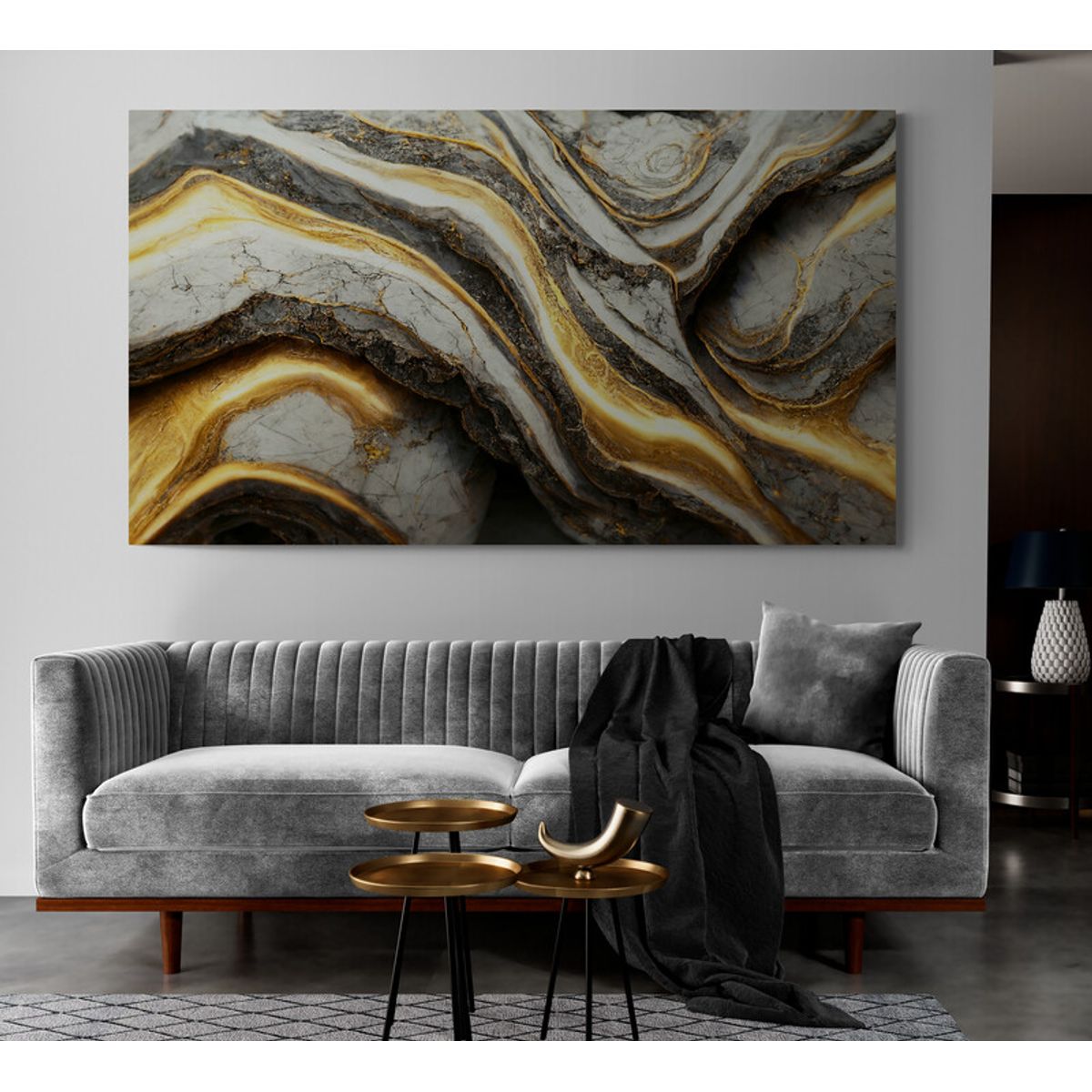 TAYRONA STORE - Cuadro Lienzo Para Sala Marmol Abstracto Colores 310 80x45cm