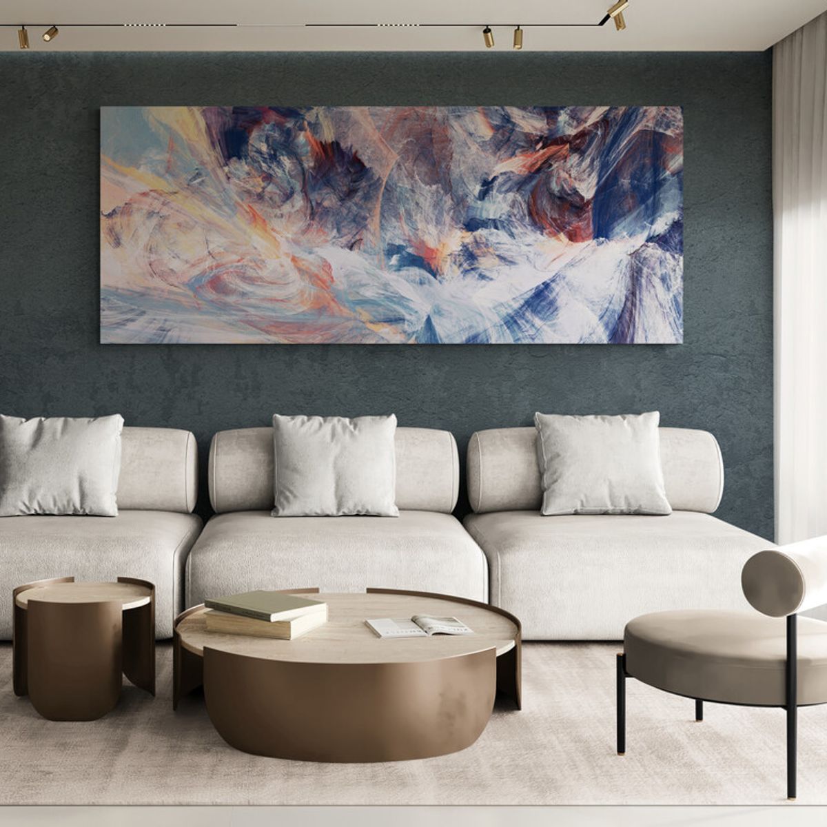 TAYRONA STORE - Cuadro En Lienzo Para La Sala Abstracto 399 100x40cm