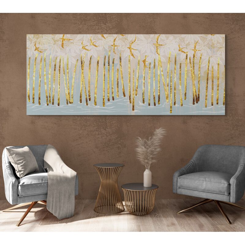 TAYRONA STORE - Cuadro Lienzo La Sala Flores Diseño Minimalista 499 150x60cm
