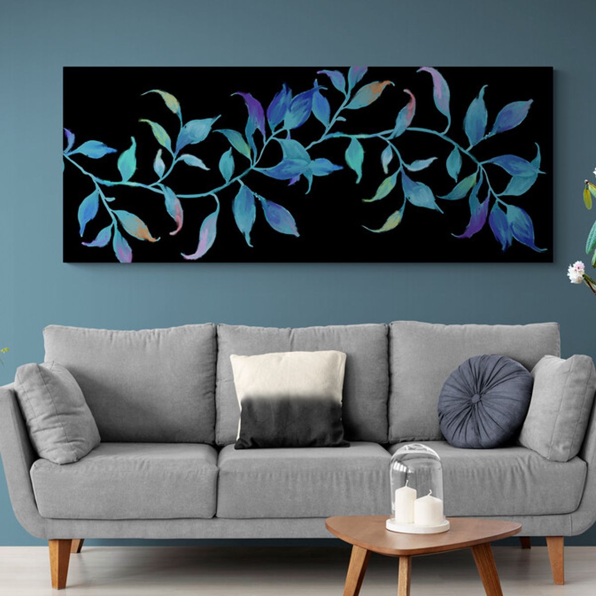 TAYRONA STORE - Cuadro En Lienzo Para La Sala Hojas 183 100x40cm