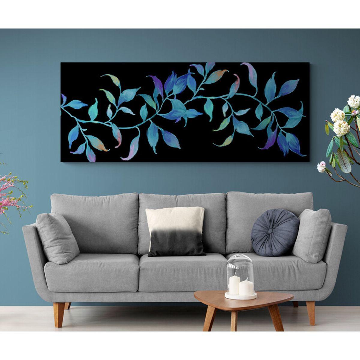 TAYRONA STORE - Cuadro En Lienzo Para La Sala Hojas 183 100x40cm