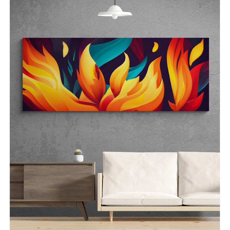 TAYRONA STORE - Cuadro Lienzo Para Sala Llamas Abstracto Colores 276 150x60cm